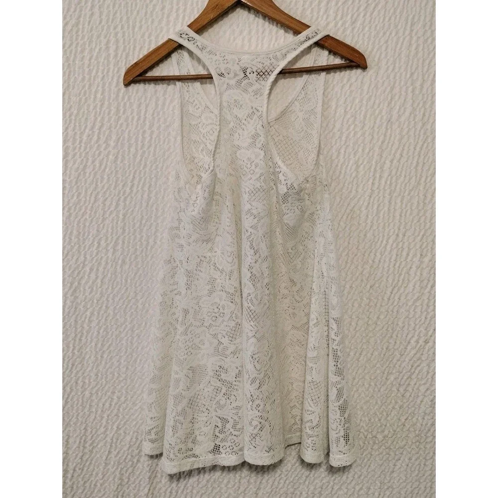 White Lace Tank Swimsuit Coverup   Sz Medium Beach Summer Vacation - Picture 5 of 8